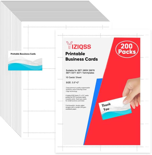 Thick Business Cards 200 Printable Business Card, 3.5" x 2" Business Card Paper Compatible with Laser & Inkjet Printer, Double-sided Printing, Heavyweight, Matte White Paper, (10 Cards/Sheet)