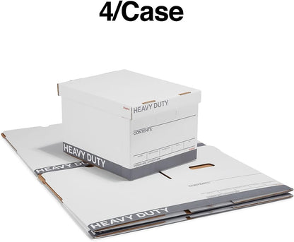 STAPLES Storage & Filing Box, Medium-Duty with Handles & Removeable Lid, Letter Size Documents, Stackable, 12-Pack, White/Gray
