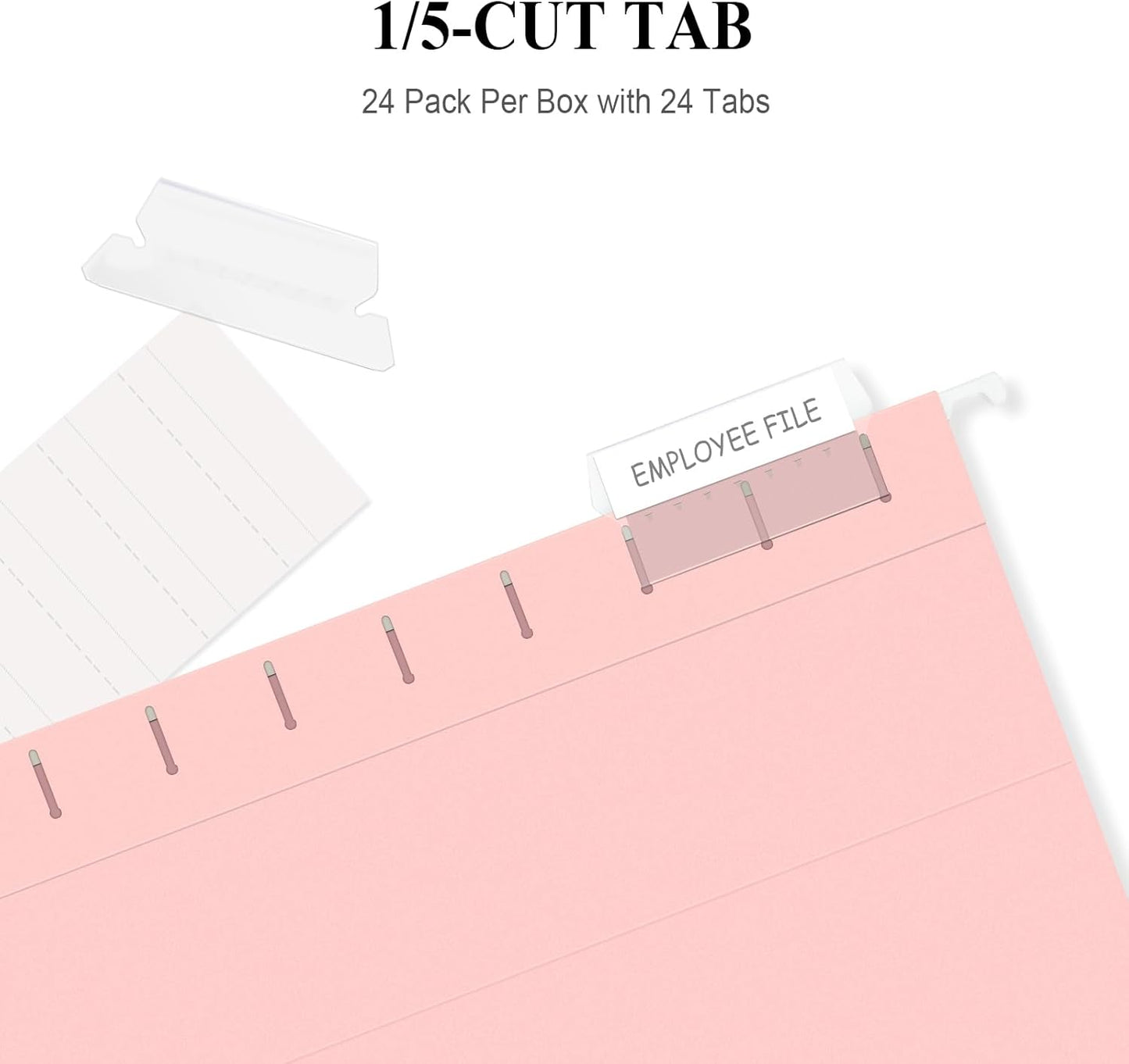 ViVin Hanging File Folders, 1/5-Cut Adjustable Tabs with 24 Per Box, 24 Pack Letter Size Hanging File Folders, Designed for Office Home School Filing Cabinet(Assorted)