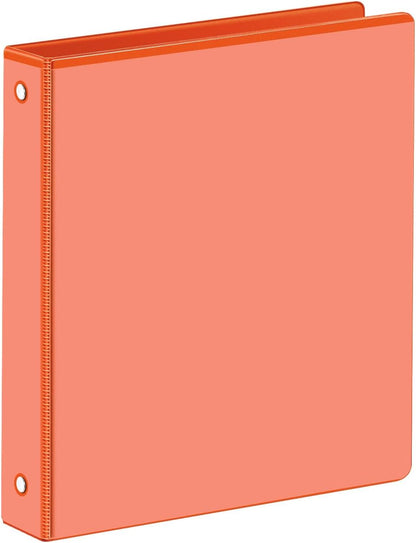 SUIN 1 Inch 3 Ring Binder, Clear 1'' View Presentation Binders with 2 Pockets, Fits 8.5 x 11 Letter Size, Durable Polypropylene, Non-Stick & PVC-Free for School, Office & Home (Orange)