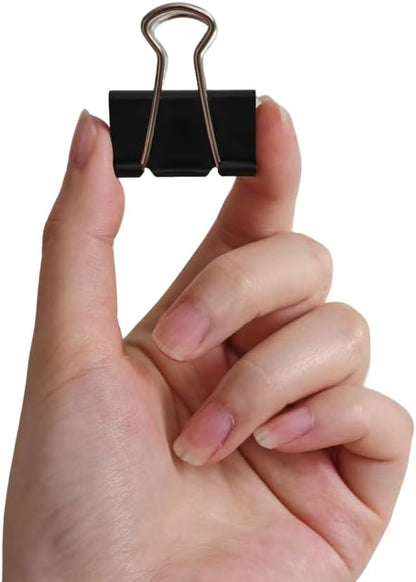 Amazon Basics Sturdy Binder Clips, Office Supplies, Small 0.75 in, Document Organizing, School Supplies, Black, 144 Count