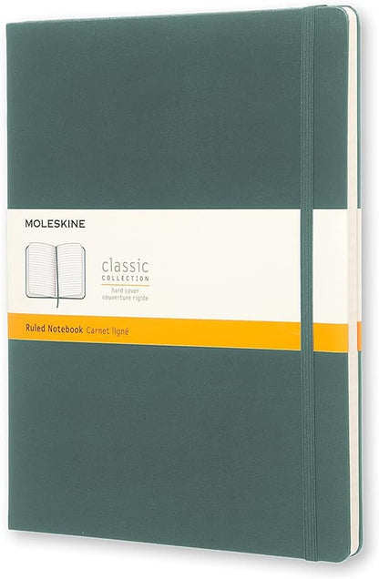 Moleskine Classic Notebook, Hard Cover, Ruled/Lined, XL (7.5" x 9.5"), Forest Green, 192 Pages