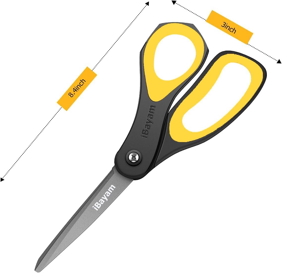 Scissors, iBayam 8" All Purpose Scissors Bulk 3-Pack, Ultra Sharp 2.5mm Thick Blade Shears Comfort-Grip for Aesthetic Fun Cute School Office Teacher Desk Crafts and Art Supplies Accessories Essential