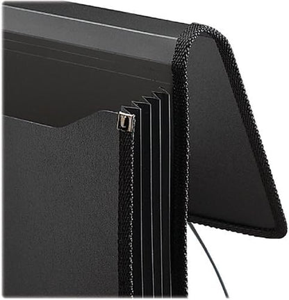 Smead Poly Wallet, Accordion File Organizer for File Folders, Legal Size, Black, 5-1/4 inch Expansion, Office Supplies, Document Organizer (71510)