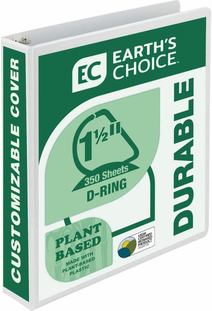 Samsill Plant-Based 3 Inch Durable D-Ring, View Binder, Eco-Friendly, USDA Certified Biobased, 4 Count, Pack of 1, Boho Assortment