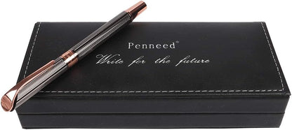 Penneed Rollerball Pen Liquid Ink Pens for Women Luxury Box Gel Pen Black Ink Fancy Pen Refillable for Executive, Office, Professional, Birthday Gift G5 (Rose Gold)