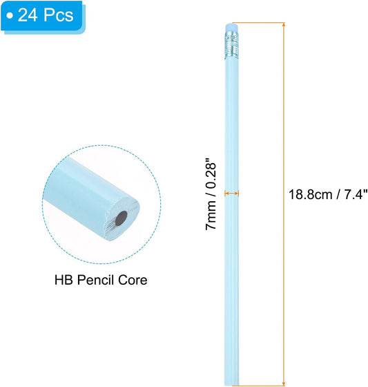 PATIKIL Round Pencils, 24 Pcs Triangle HB Graphite Pencil Wooden Pencils with Eraser for Classroom Office Writing Drawing Supplies, White