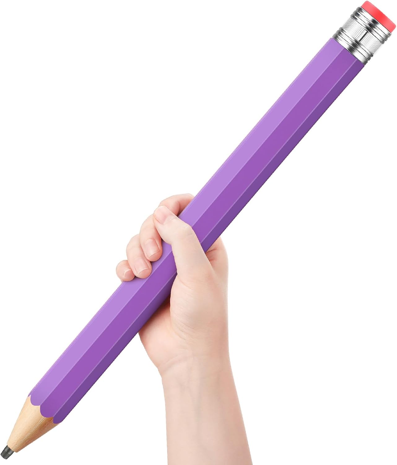 16 Inch Wooden Large Jumbo Pencils Giant Big Funny Wood Pencil with Cap and Eraser Fun Novelty Gifts for Kids School Kindergarten Home Office Prop Supplies(Purple)