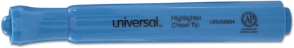Universal 08864 Desk Highlighter, Chisel Tip, Fluorescent Blue, Dozen