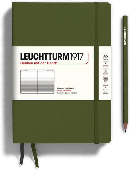 LEUCHTTURM1917 - Notebook Hardcover Medium A5-251 Numbered Pages for Writing and Journaling (Navy, Ruled)