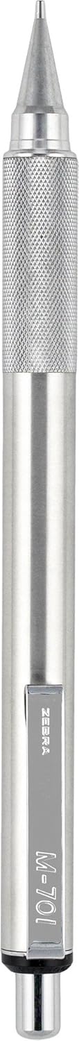 Zebra Pen, M-701 Mechanical Pencil, 0.7mm Point, Durable Stainless Steel Barrel, Knurled Metal Grip, Refillable, STEEL Series, Ideal for Tactical Use, 1-Pack, (59411)