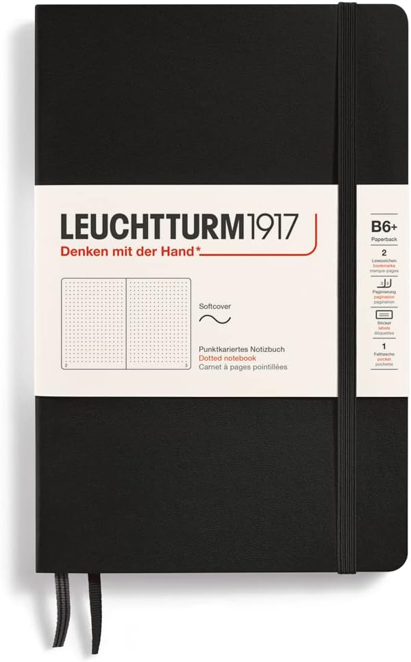 LEUCHTTURM1917 - Notebook Softcover Paperback B6+ - 123 Numbered Pages for Writing and Journaling (Ruled, Rising Sun)