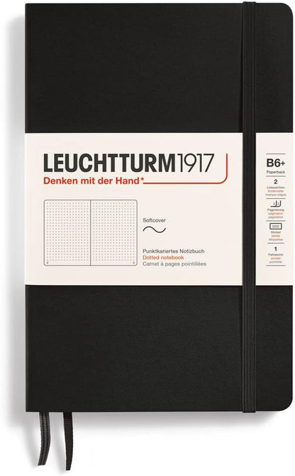 LEUCHTTURM1917 - Notebook Softcover Paperback B6+ - 123 Numbered Pages for Writing and Journaling (Ruled, Rising Sun)