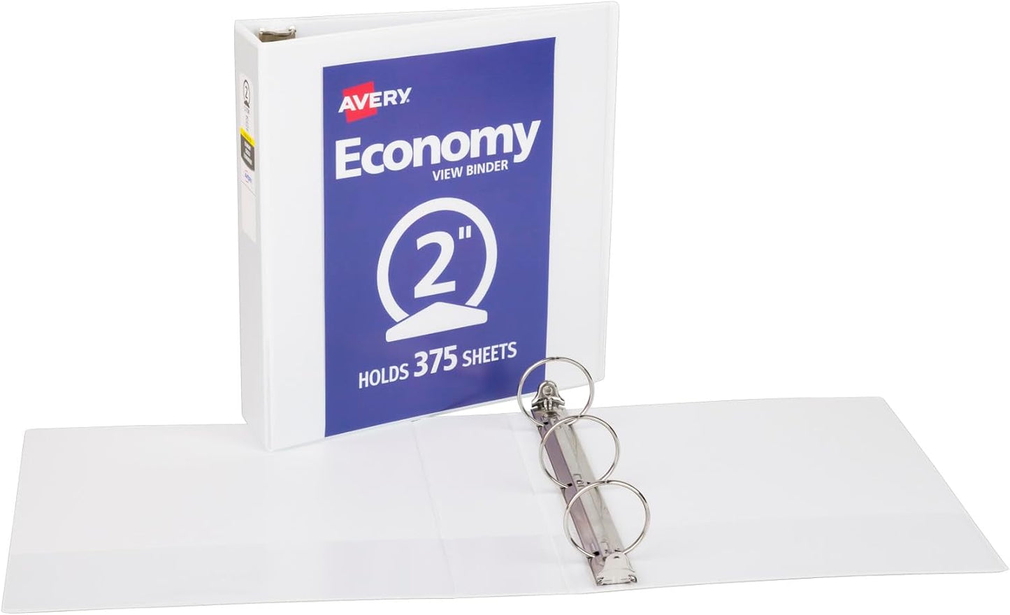 Avery Standard View 3 Ring Binders, 1.5" Round Rings, 275-Sheet Capacity, 2.1 Inch Wide Spine, White Binders, Ideal for Lightweight Organization and Occasional Referencing (12-Pack of 05726)