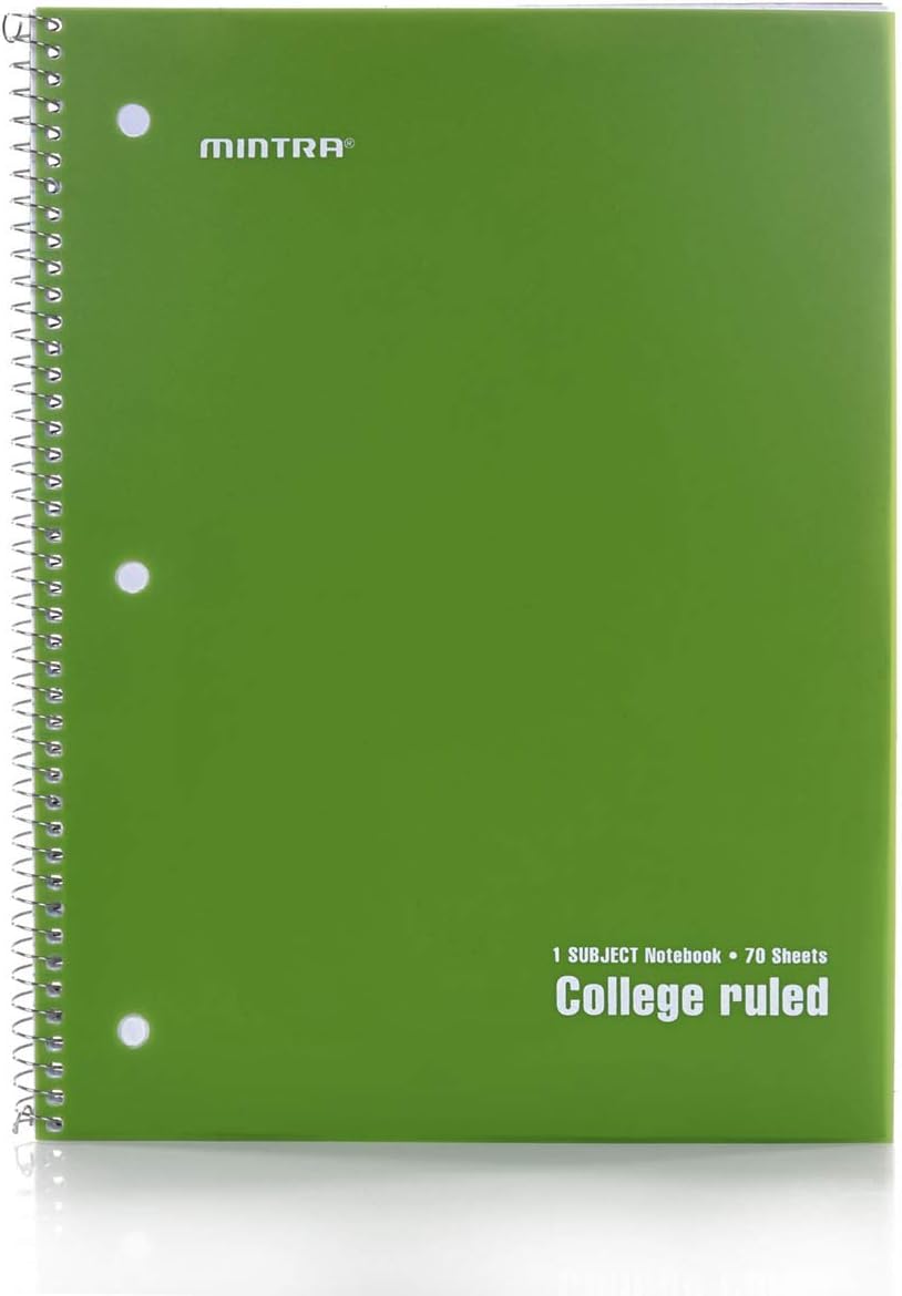 Mintra Office Spiral Notebooks, Wirebound, Journals for School, Work, Business, Aesthetic Stationery, Writing Pads, Teacher & Student Supplies (6, Pastel, College)