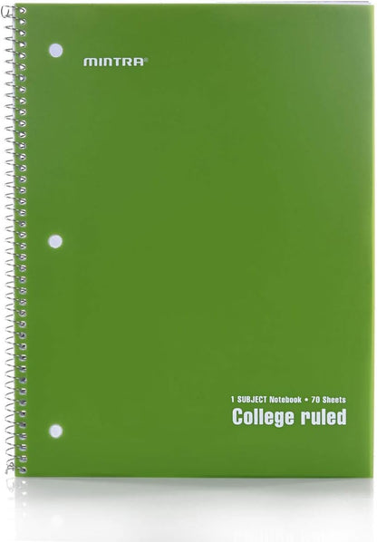 Mintra Office Spiral Notebooks, Wirebound, Journals for School, Work, Business, Aesthetic Stationery, Writing Pads, Teacher & Student Supplies (6, Pastel, College)