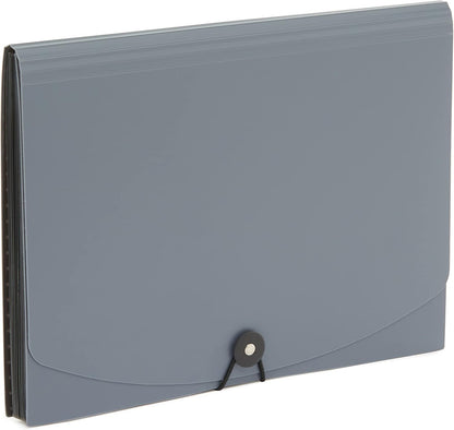 Amazon Basics Expanding Organizer File Folder for Documents, Letter Size, 13 Pockets, Waterproof, Black & Gray, 2-Pack
