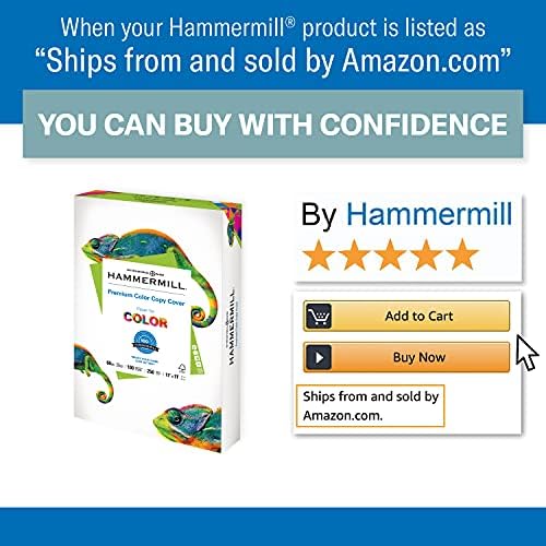 Hammermill Cardstock, Premium Color Copy, 60 lb, 8.5 x 11-100 Bright, Made in the USA Card Stock, 122549R, White - 1 Pack (250 Sheets)