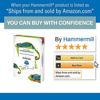 Hammermill Cardstock, Premium Color Copy, 60 lb, 8.5 x 11-100 Bright, Made in the USA Card Stock, 122549R, White - 1 Pack (250 Sheets)