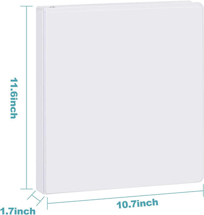 3 Ring Binder 1-1/2 Inch, ViVin Sturdy 1.5"-Slant D Ring Binder with 2 Interior Pockets, Clear View Cover, PVC-Free, Fits 350 Sheets of US Letter Size Paper (6 Pack, White)