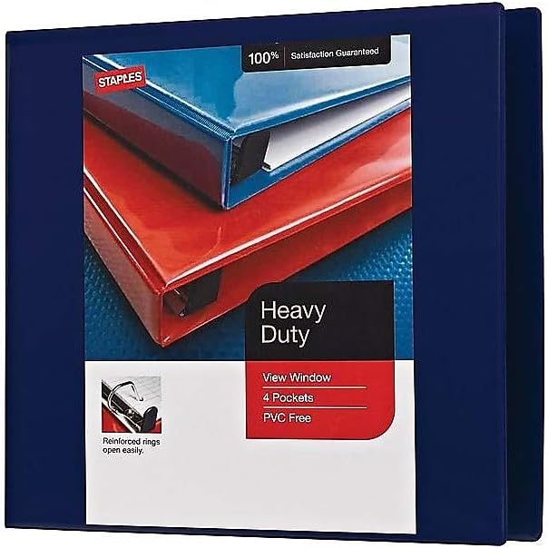 Staples Heavy-Duty 2-Inch D-Ring View Binder, Reinforced Spine, Holds Up to 450 Sheets, Gray, for Office & School