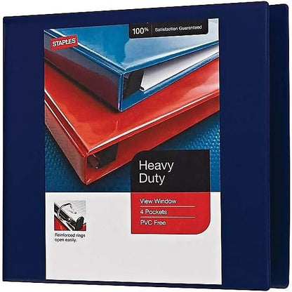 Staples Heavy-Duty 2-Inch D-Ring View Binder, Reinforced Spine, Holds Up to 450 Sheets, Gray, for Office & School
