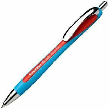 Schneider Slider Rave XB (Extra Broad) Ballpoint Pens, Refillable + Retractable, 1.4 mm, Light Blue Barrel, Blue Ink, Box of 5 Pens (132503)
