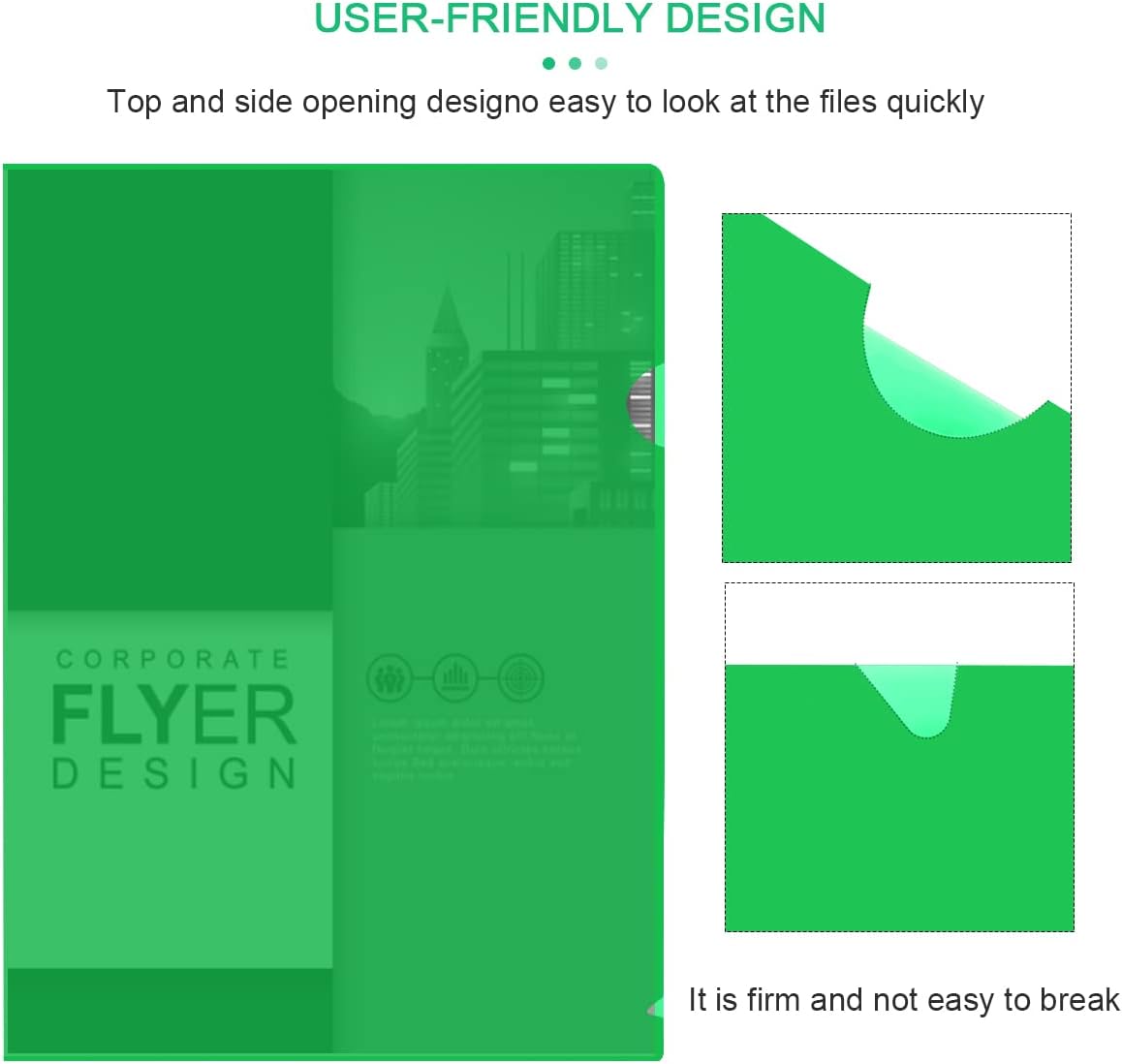 30 PCS A4 Plastic Folder, Clear Document Folder, Transparent File Pocket Project Report Covers Suitable for School Office Use(Green)