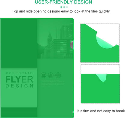 30 PCS A4 Plastic Folder, Clear Document Folder, Transparent File Pocket Project Report Covers Suitable for School Office Use(Green)