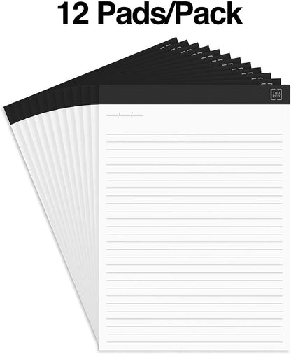 TRU RED Notepads, 8.5” x 11.75”, Wide Ruled, Canary, 50 Sheets/Pad, 12‑Pack