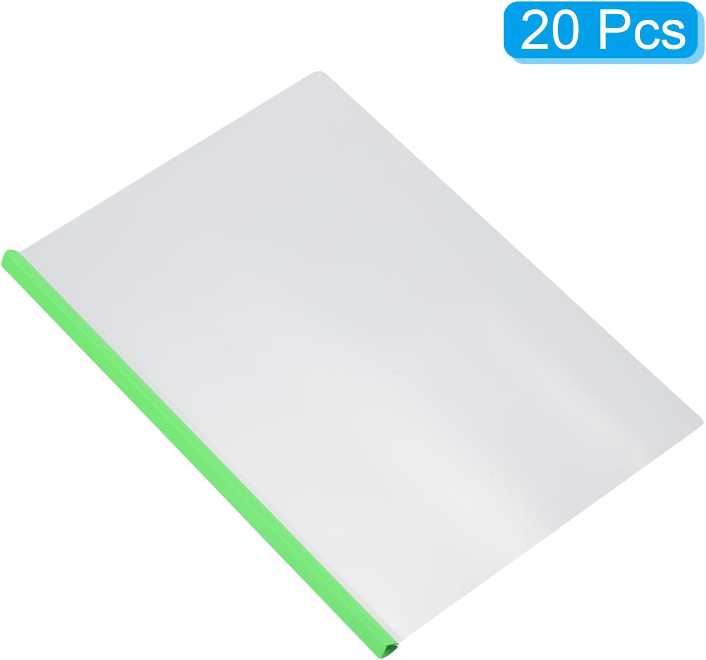 PATIKIL Clear Report Covers with Sliding Bar, 20 Pcs 10mm Slide-Grip Resume Covers 75 Sheets Capacity, A4 Presentation Folders for File, Resume, Green