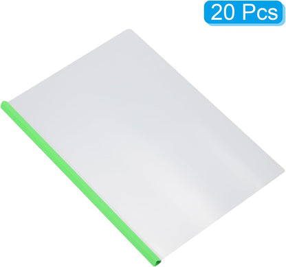 PATIKIL Clear Report Covers with Sliding Bar, 20 Pcs 10mm Slide-Grip Resume Covers 75 Sheets Capacity, A4 Presentation Folders for File, Resume, Green