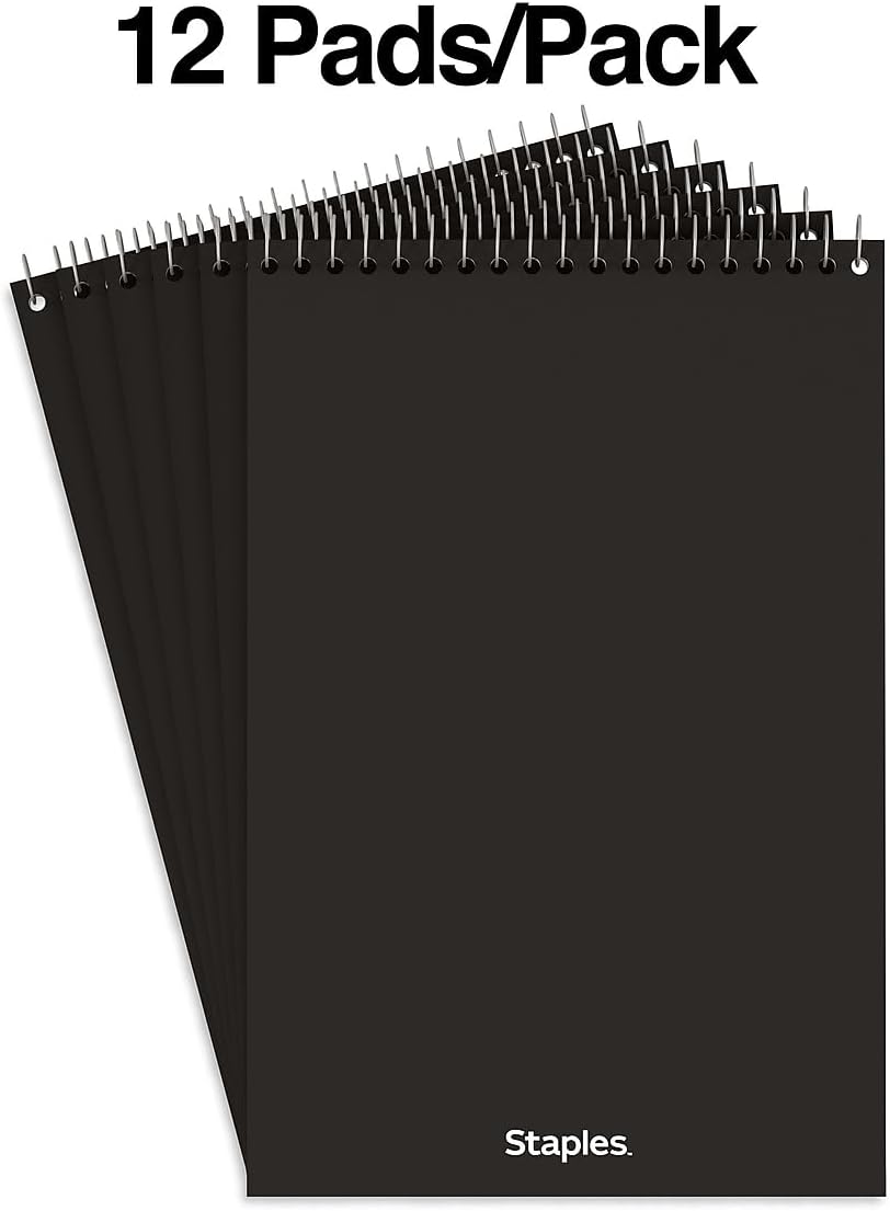 STAPLES Steno Pads, 6” x 9”, Graph Ruled, White, 80 Sheets/Pad, 18/Carton