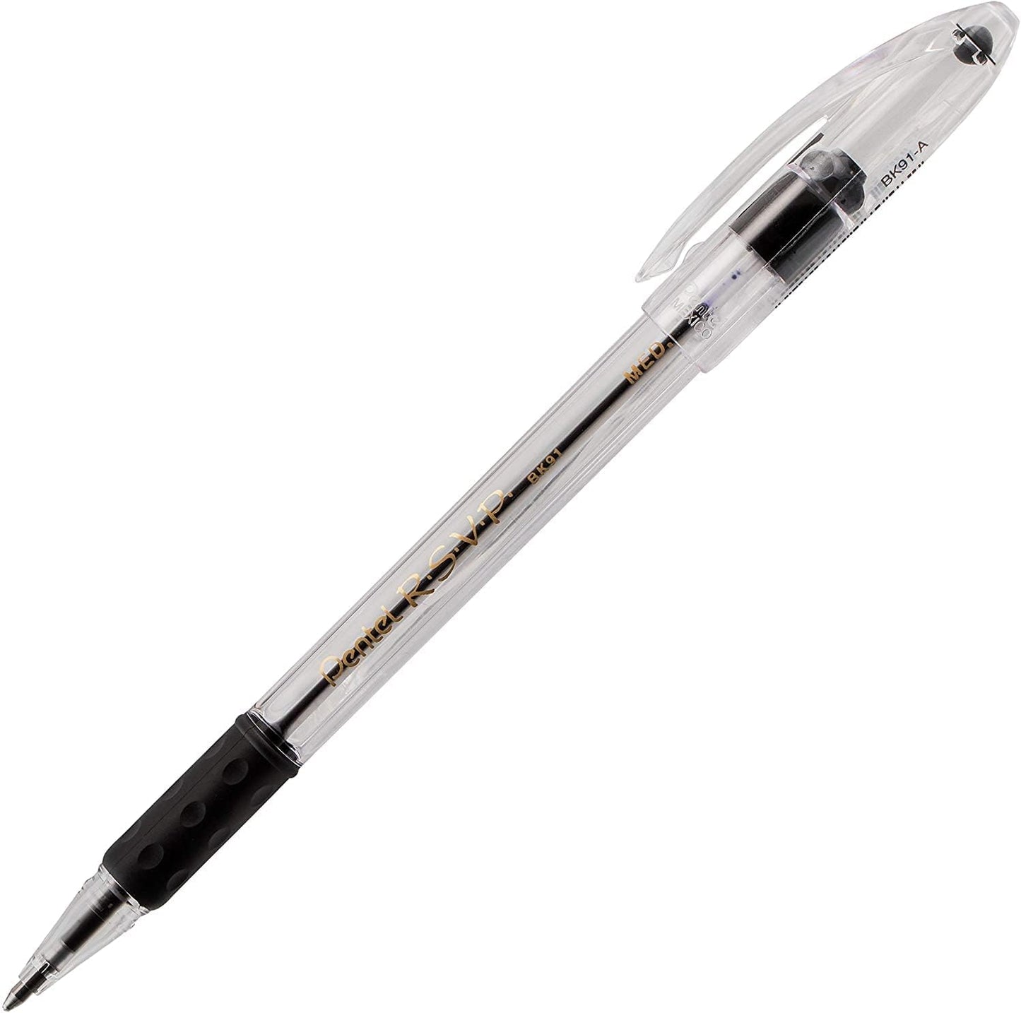 Pentel RSVP Medium Point Pens - 1.0mm - 12 Pack of 6 Black & 6 Blue Ballpoint Pens