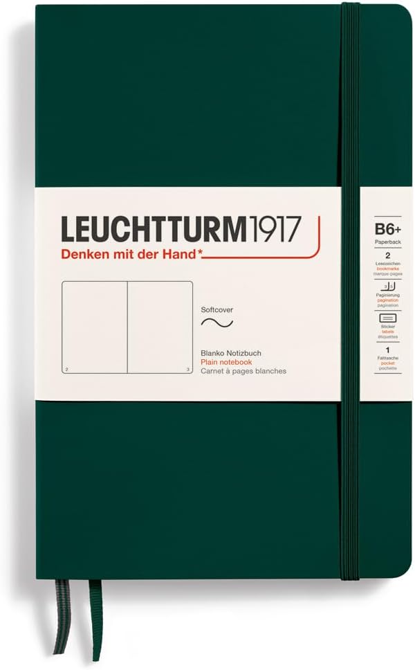 LEUCHTTURM1917 - Notebook Softcover Paperback B6+ - 123 Numbered Pages for Writing and Journaling (Ruled, Rising Sun)