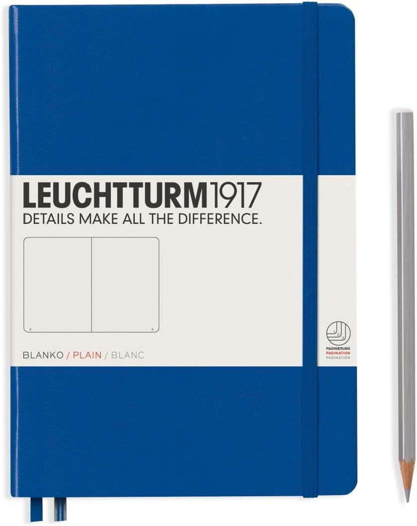LEUCHTTURM1917 - Notebook Hardcover Medium A5-251 Numbered Pages for Writing and Journaling (Navy, Ruled)