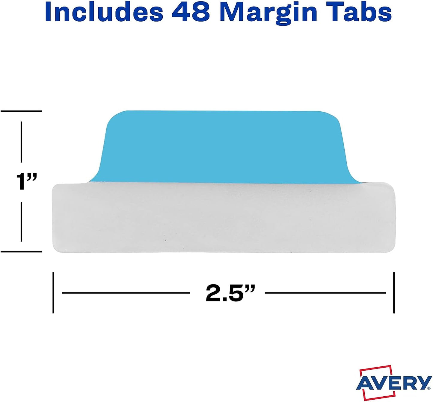 Avery 74866 Ultra Tabs Repositionable Tabs, 2.5 x 1, Assorted Primary, 48/PK