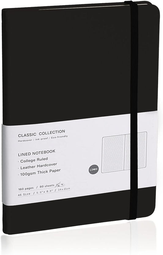 Lined Journal Notebook, 6Pack Hardcover Notebook for Men & Women – Journals for Writing, Work, School, Home & Daily Notes, 160 Pages – Medium A5, 5.7"x8", 100 gsm Thick Paper (Mauve)
