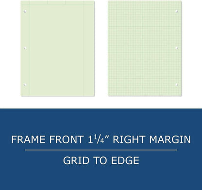 ROARING SPRING Graph Ruled Engineering Pad, Engineering Graph Paper Pad, 5x5 Enclosed Grid, 8.5" x 11", 100 Sheets, 3 Hole Punched, Buff Tinted Sheets, Made in USA