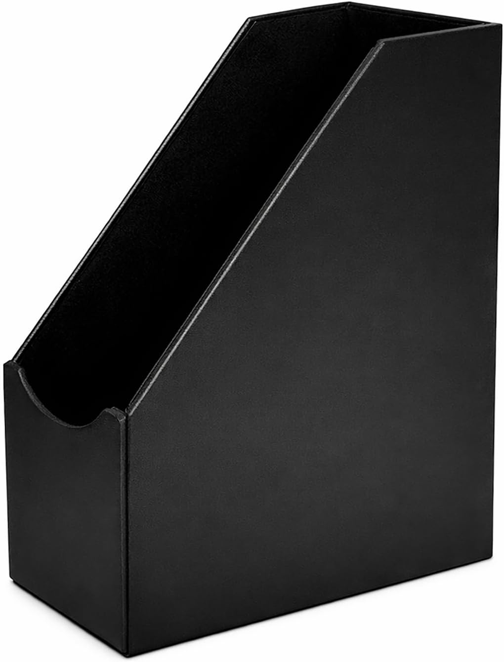UnionBasic Magazine File Holder, Leatherette Desktop Document Organizer, Home Office Paper Holder File Storage Literature Sorter, Grey