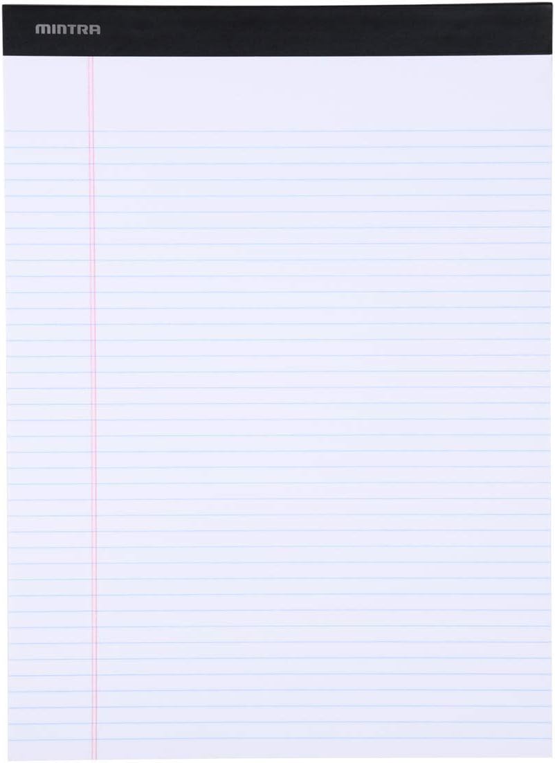 Mintra Office White Legal Pads – Ruled Notepads and Micro-Perforated Sheets, Ideal for Writing, Note-Taking & Creativity, Office, or Professional Use, Basic Pad 6 pack, 8.5"x11" (Narrow Ruled)