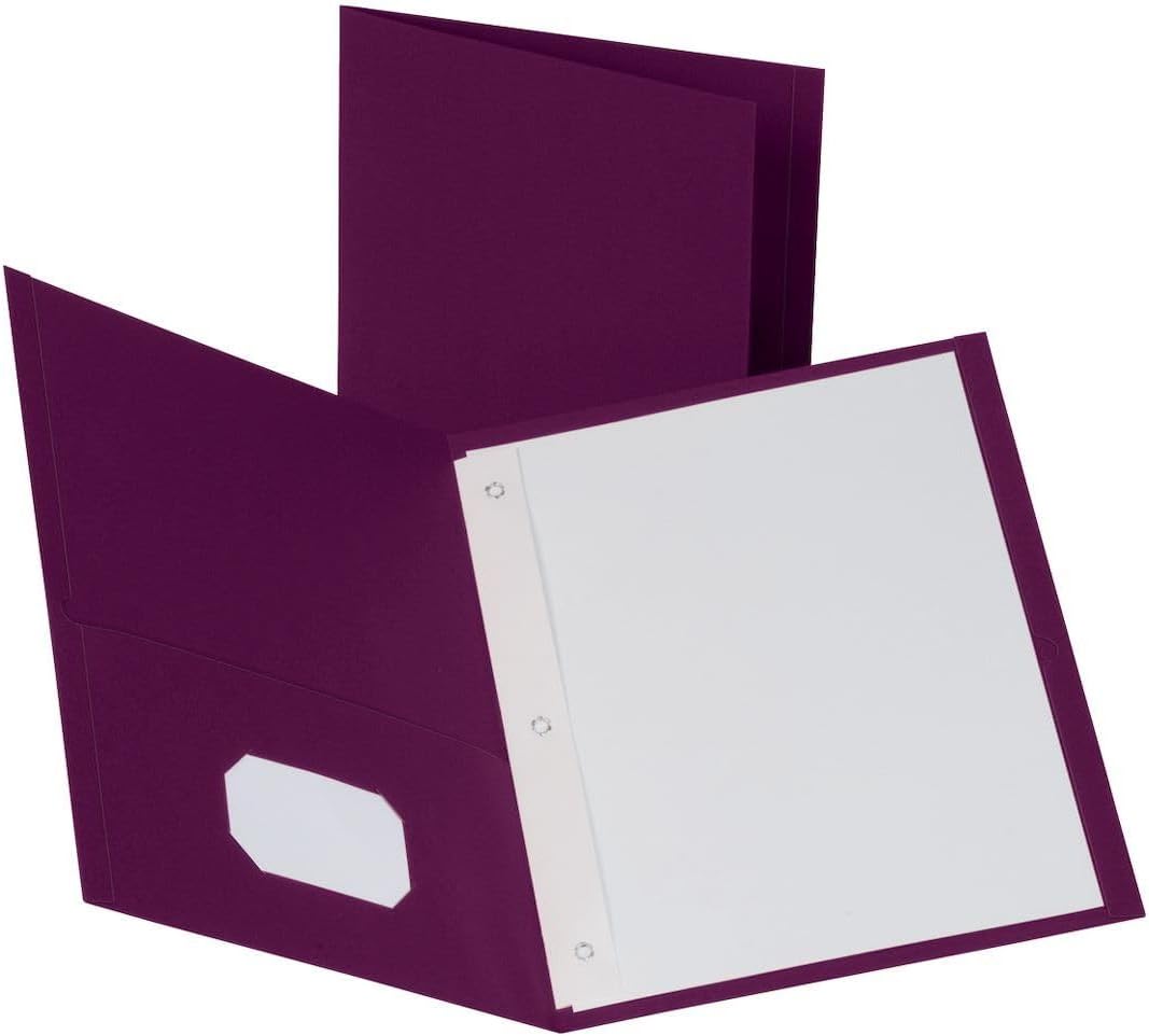Oxford Two-Pocket Folders w/Fasteners, Red, Letter Size, 25 per Box (57711)