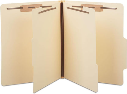 Staples Paperboard Classification Folder, Letter Size, 2 Dividers, 2/5‑Cut Top Tab, Manila, Durable Construction, 10/Box