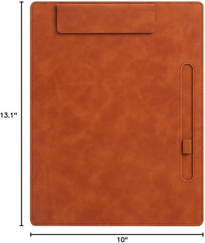 A4 Leather Clipboard Folder, Binder clipboard A4 Clip File, Leather Portfolio for Men and Women, Business Portfolio Binder, with 1 Pen Holder & Document Sleeve, Notepad Clipboard (Green)