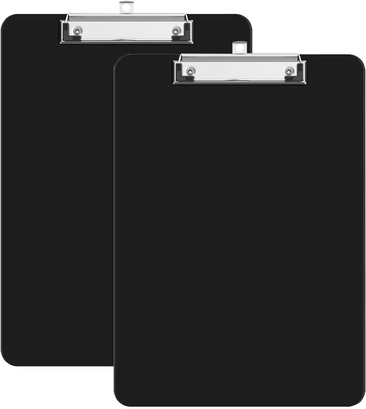 Plastic Clipboards, [Pack of 2] A4 Clipboard Folder 12.5x9 Inch Clip Boards with Secure Hold for Office & Classroom Supplies - Black