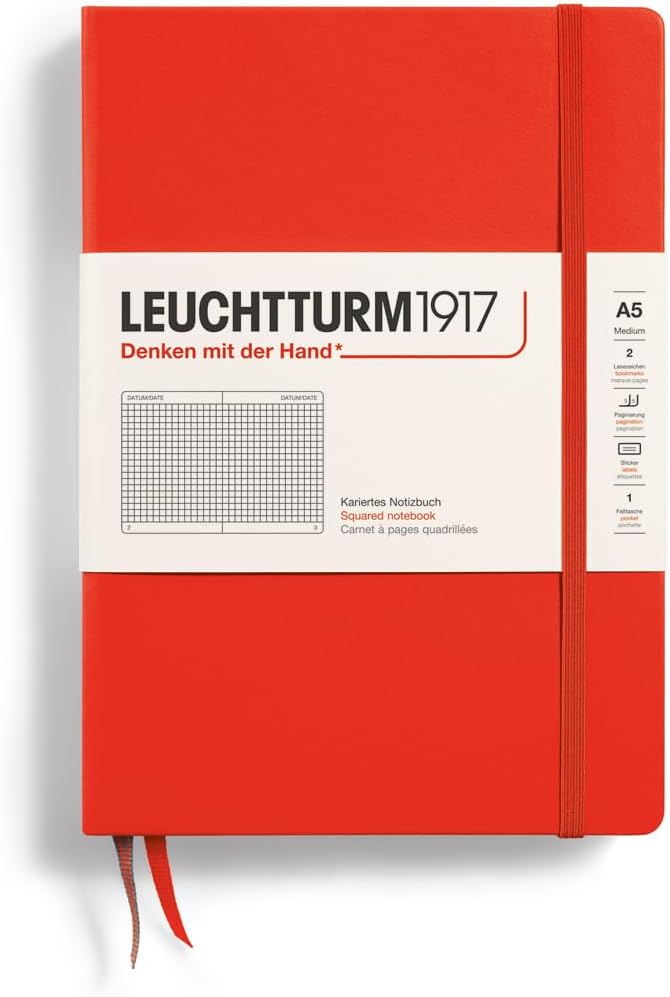 LEUCHTTURM1917 - Notebook Hardcover Medium A5-251 Numbered Pages for Writing and Journaling (Navy, Ruled)