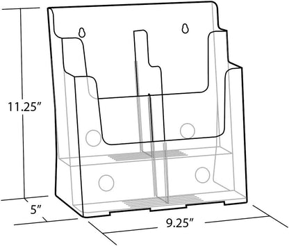 Azar Displays 252376 Four Tier, Four Pocket Letter Brochure File Holder for Flyer, Office Supplies, Paper Document or Magazines, Clear Organizer for Wall and Counter Desktop Stand, 8.5" x 11"