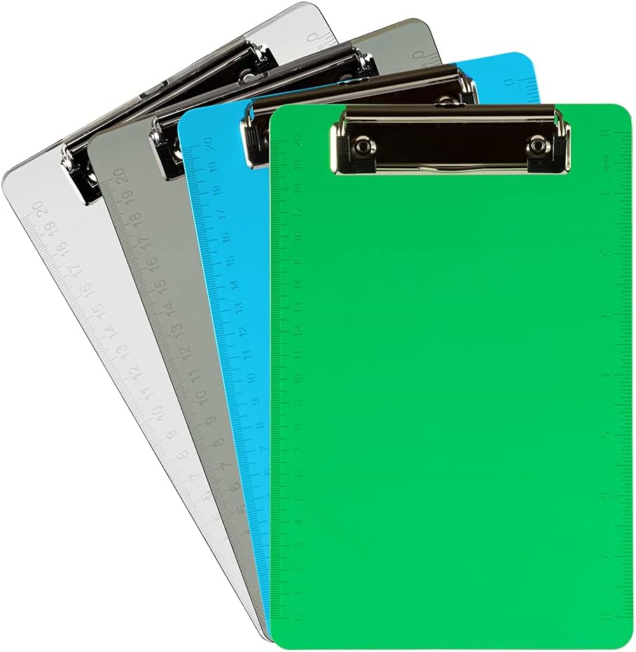 JAM PAPER Small Plastic Memo Clipboards with Low Profile Metal Clip - Mini (6 x 9) - Blue - Clip Board Sold Individually