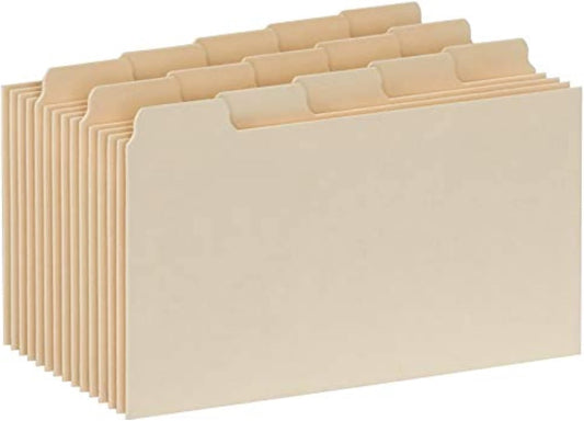 Oxford Index Card Guides with Blank Tabs, 3 x 5 Inches, 1/5 Cut Tabs, Manila, 100 per Box (40352)