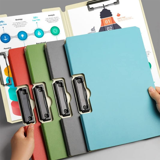WERFOGH Portable File Clipboard Single Clip/Dual Clips Optional Folders Vertical Office Supplies(Gray)